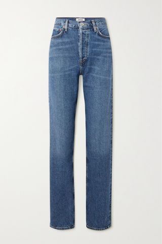 + Net Sustain 90's Pinch Waist Long High Rise Straight Leg Organic Jeans