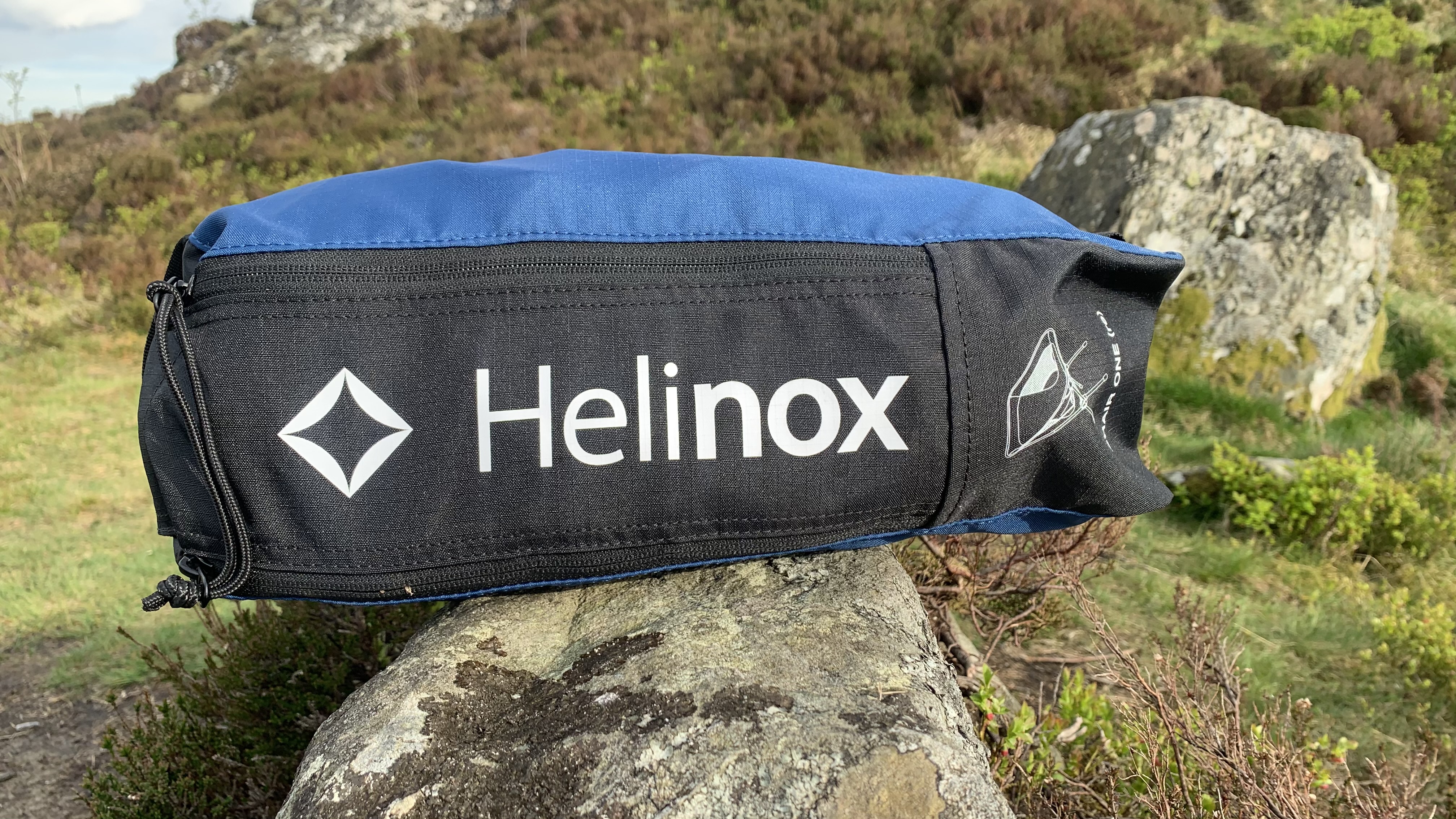 Helinox Chair One (Re) in its bag on a rock
