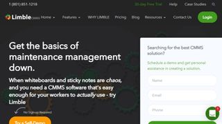 Limble CMMS website screenshot.