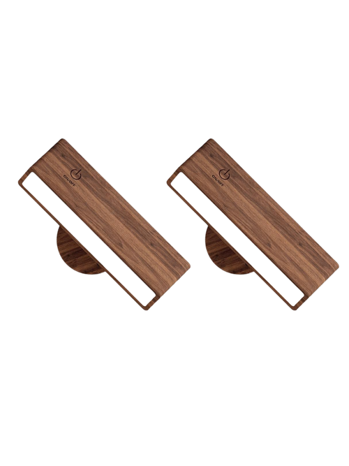 Wood Stick-On Reading Wall Lights, Set of 2