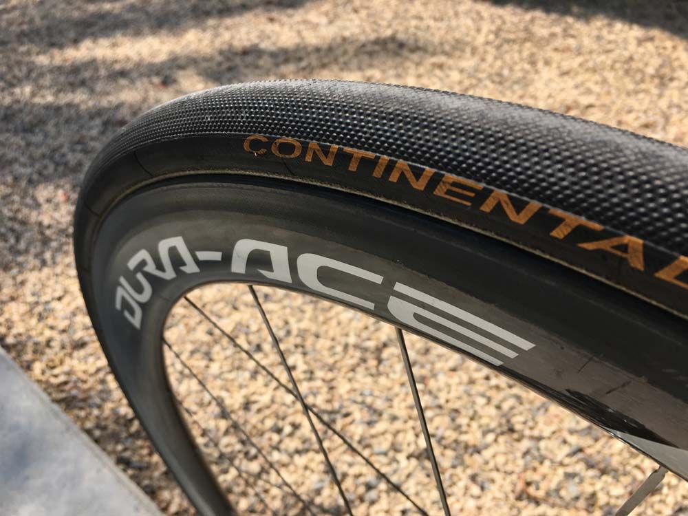 BMC uses Dura-Ace C35 wheels and Continental tyres