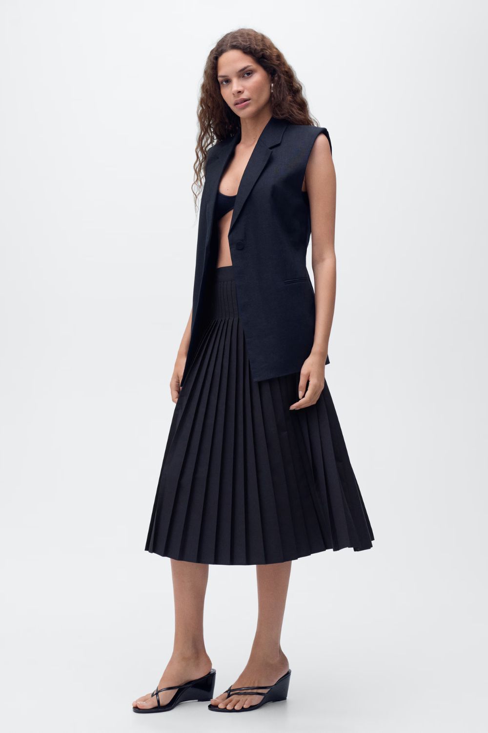 Mango Pleated Midi Skirt