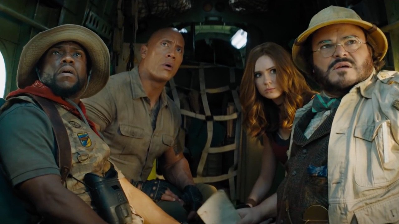 Kevin Hart, Dwayne Johnson, Karen Gillan and Jack Black in Jumanji: The Next Level