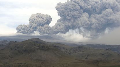 Ash billows from Iceland's Eyjafjoell volcano in May 2010