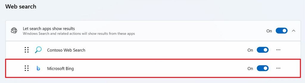 Windows 11 change search provider settings