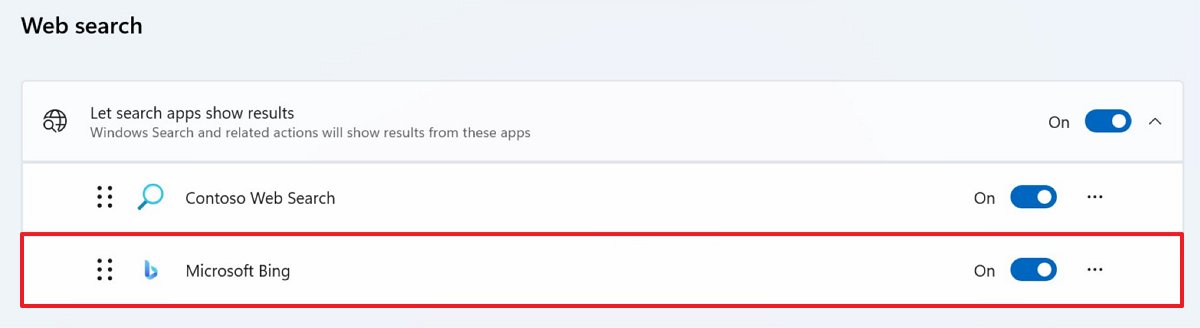 Windows 11 change search provider settings