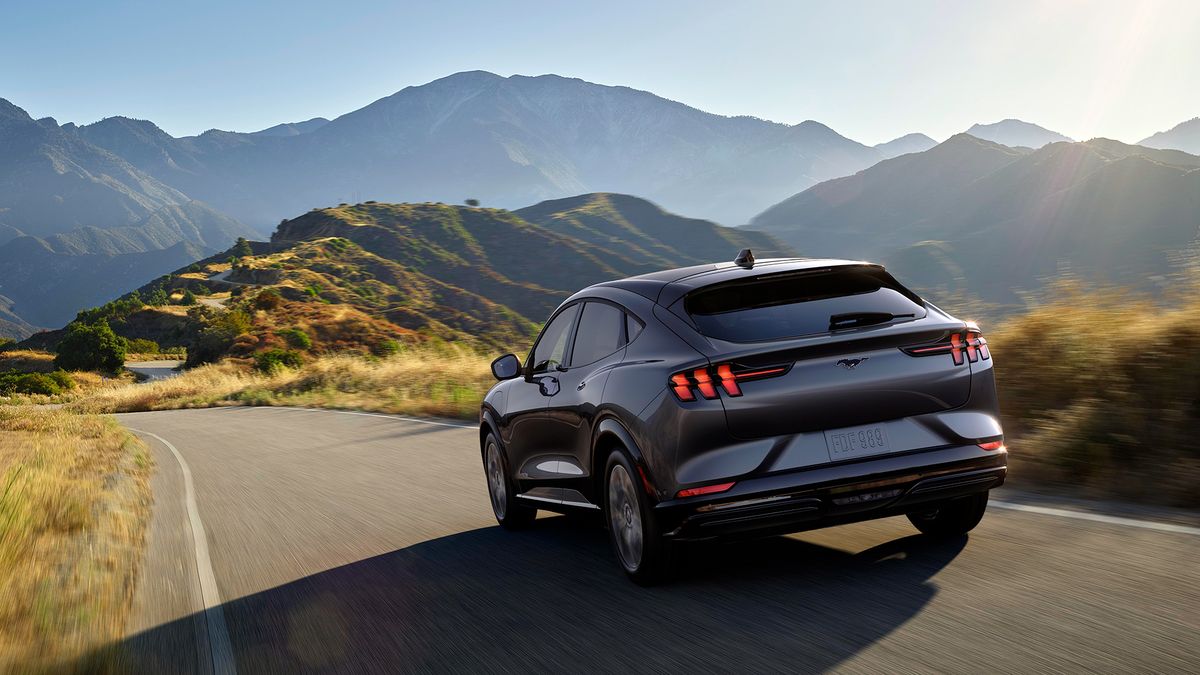 Mustang Mach-E on mountain road