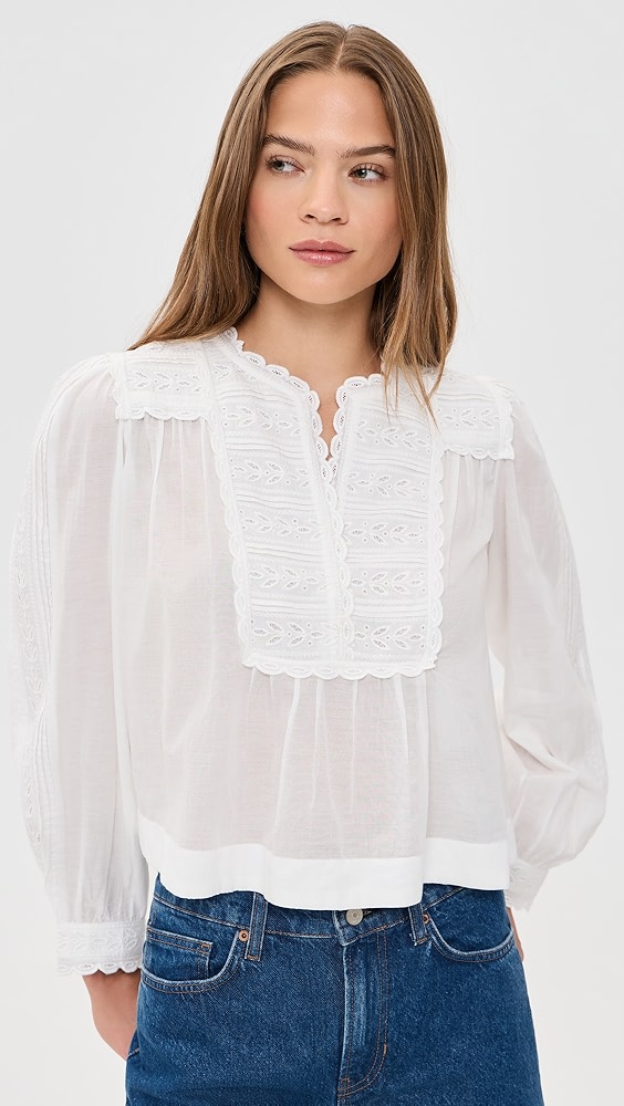 Eliza Eyelet Top - White