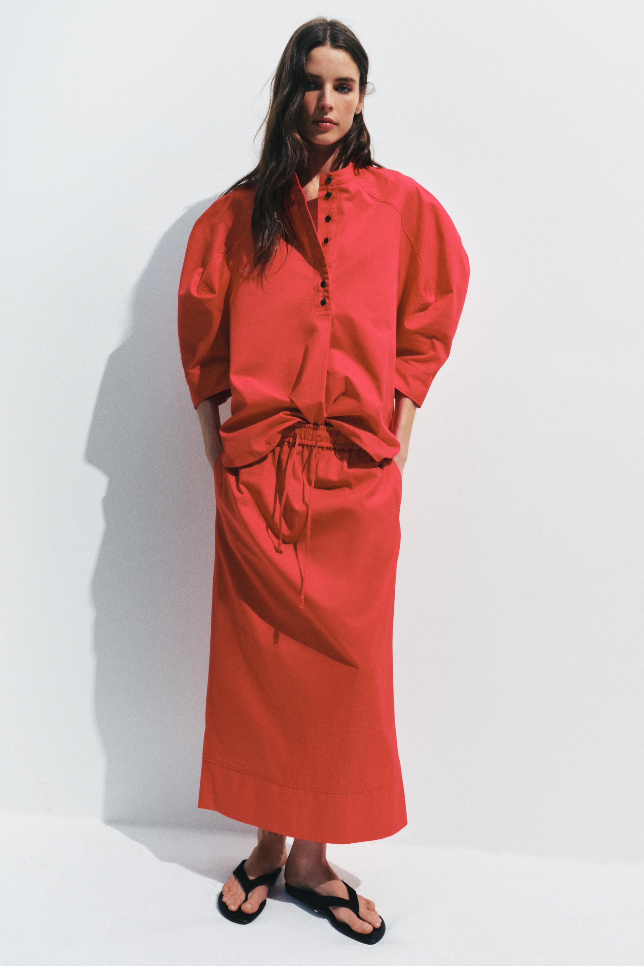 Zw Collection Poplin Midi Skirt