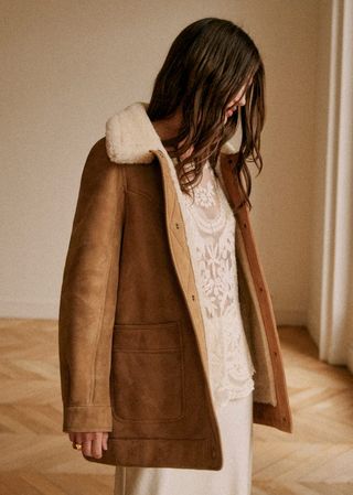 Nico Coat - Caramel Ecru - Lamb Leather - Sézane