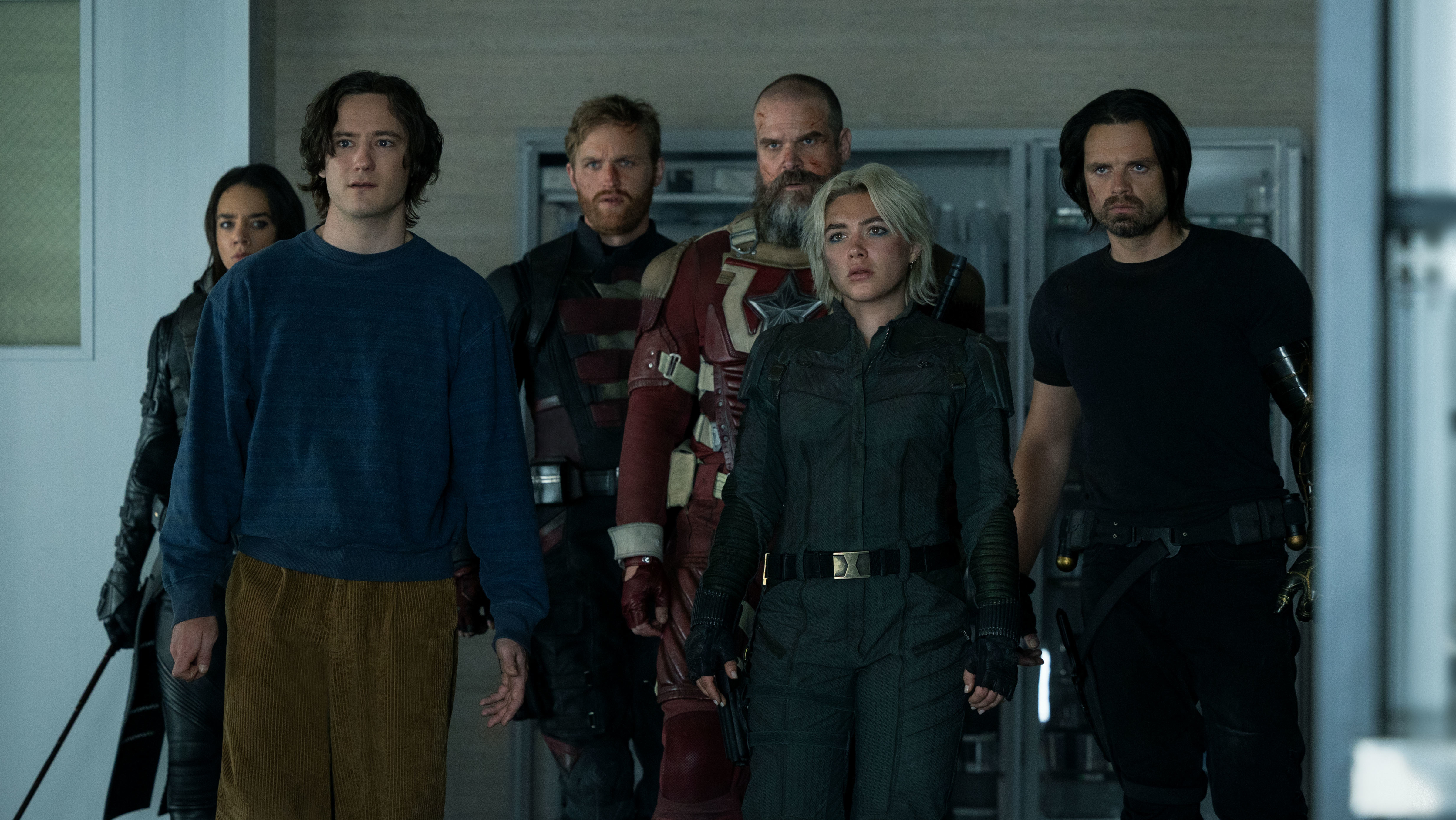 A group shot of six Thunderbolts* characters.