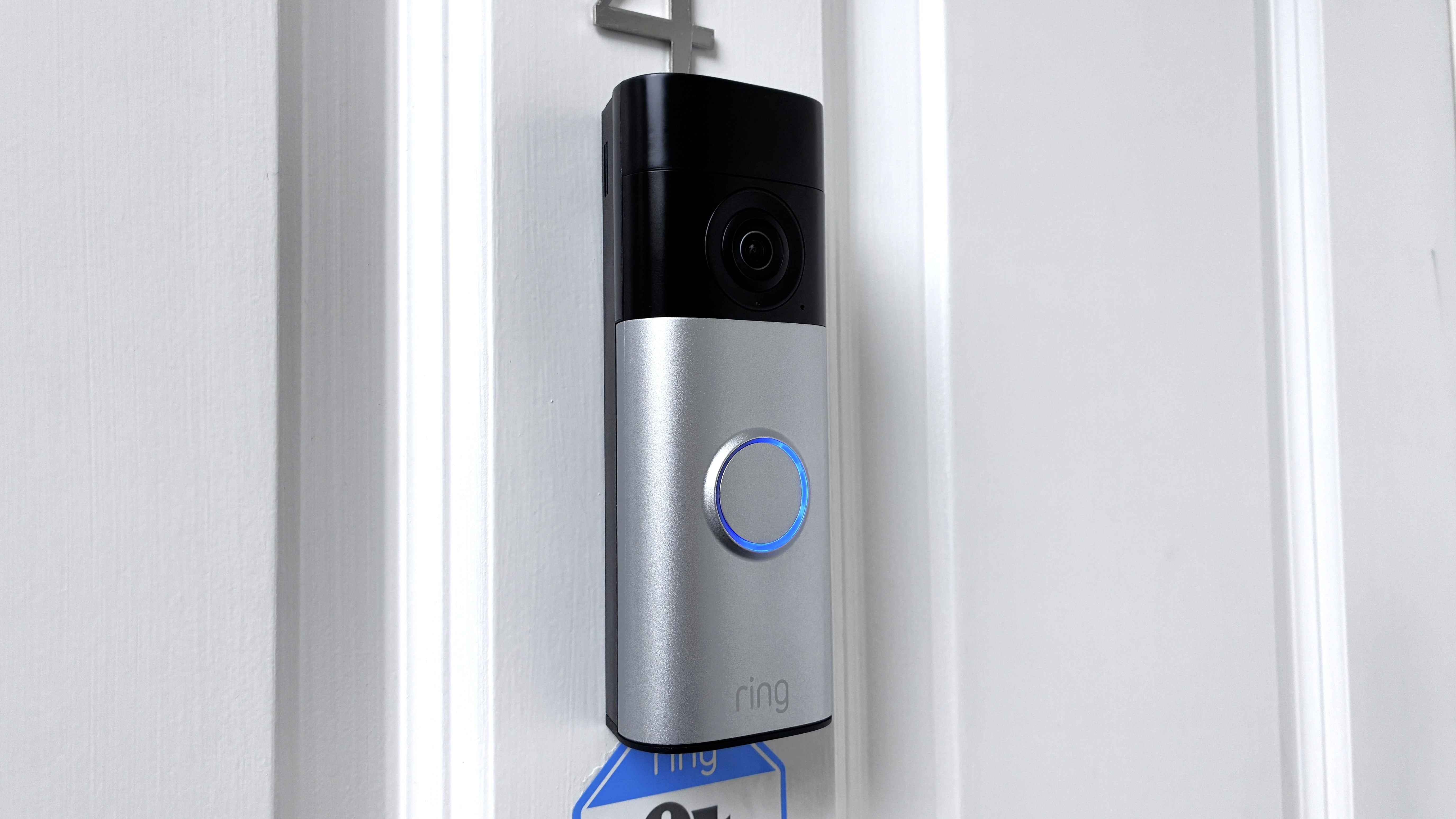 Ring Battery Video Doorbell Plus (2nd Gen) mounted on front door