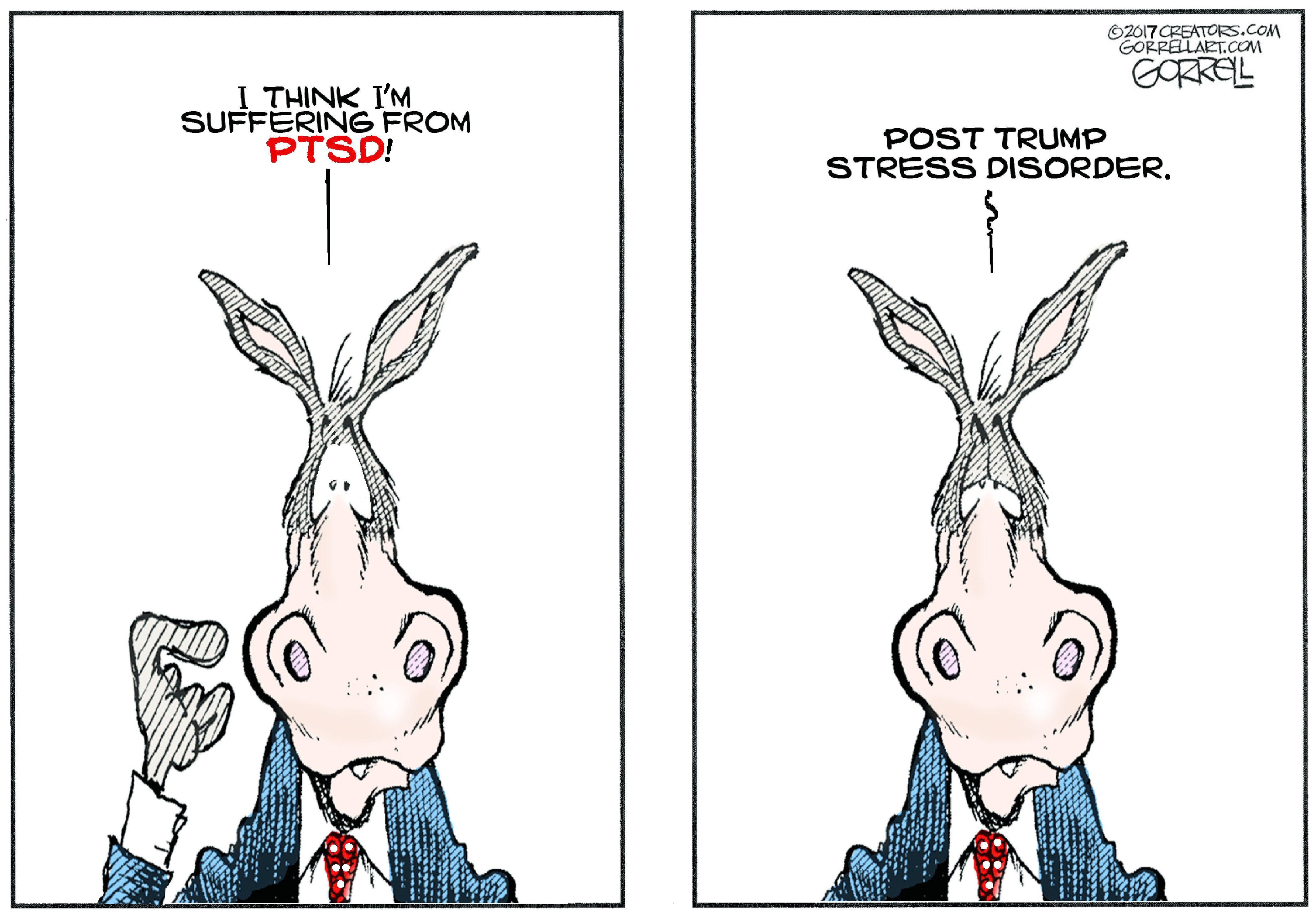 Political Cartoon U.s. Democrats Post Trump Stress Disorder 