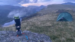 the joys of solo camping: stove and tent