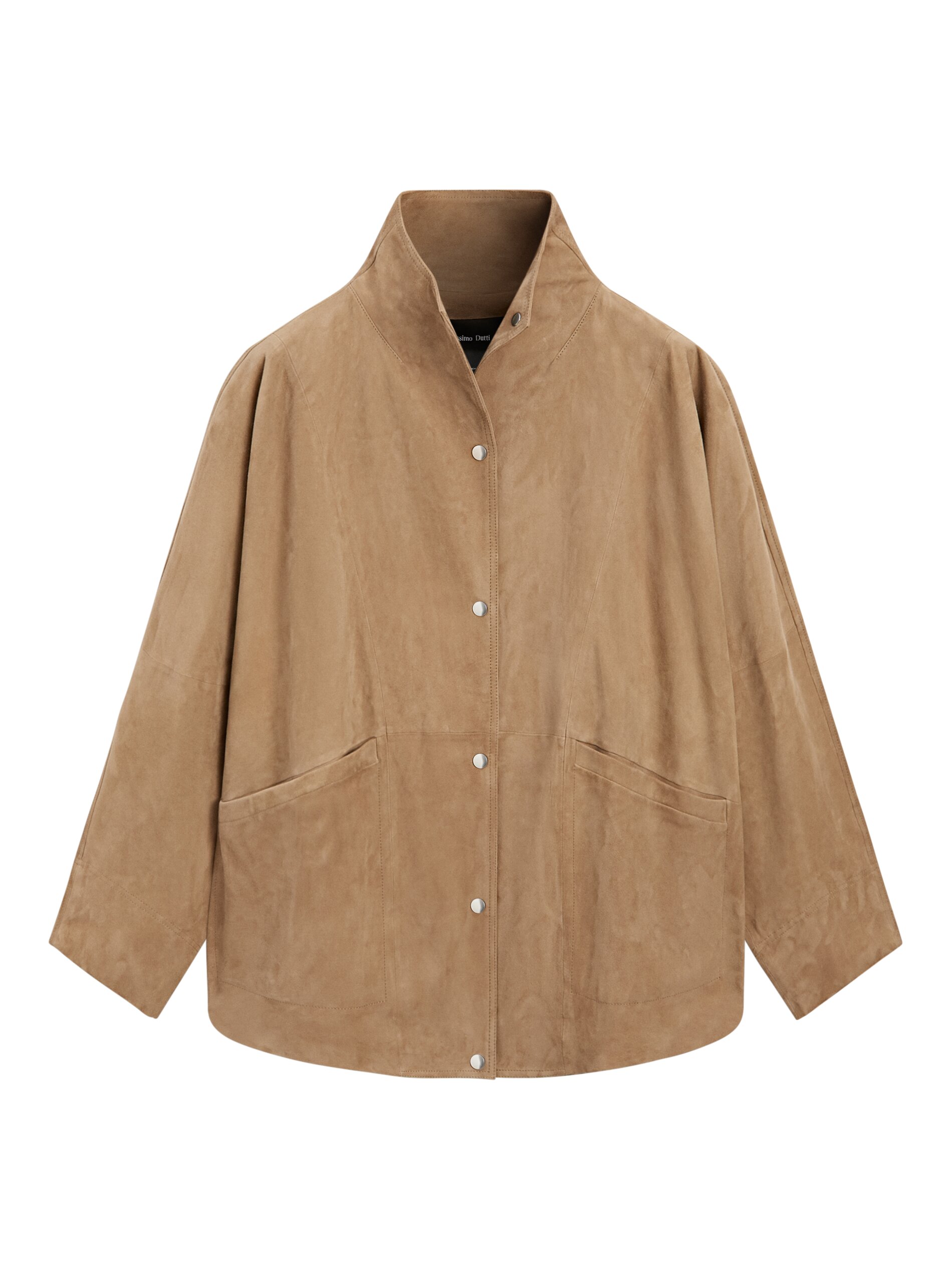 Suede Leather Cape With Button Details