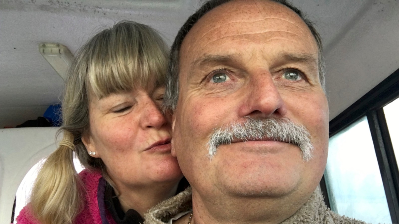 Annie and Ian Gilbert selfie, working at sea