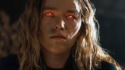 Kara preparing to use her heat vision in Supergirl