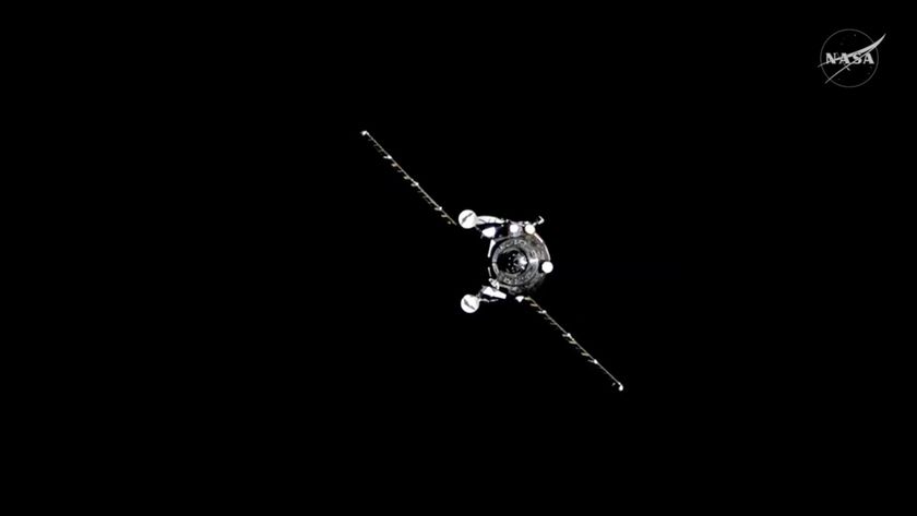 Russia&#039;s Progress 93 cargo spacecraft approaches the International Space Station on Sept. 13, 2025.