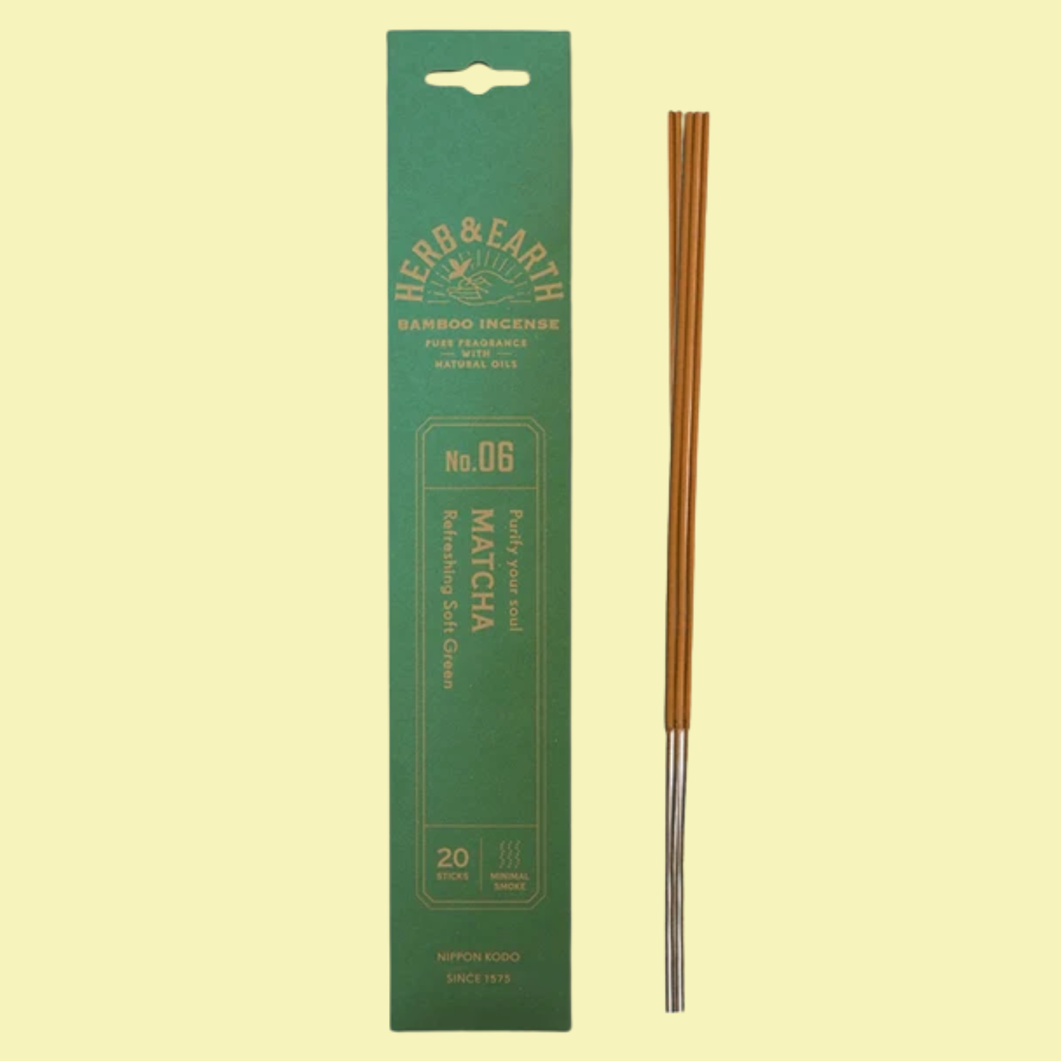 A pack of matcha incense sticks