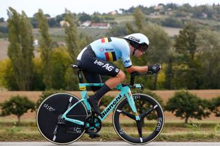 IMOLA ITALY SEPTEMBER 25 Wout Van Aert of Belgium during the 93rd UCI Road World Championships 2020 Men Elite Individual Time Trial a 317km race from Imola to Imola Autodromo Enzo e Dino Ferrari ITT ImolaEr2020 Imola2020 on September 25 2020 in Imola Italy Photo by Bas CzerwinskiGetty Images