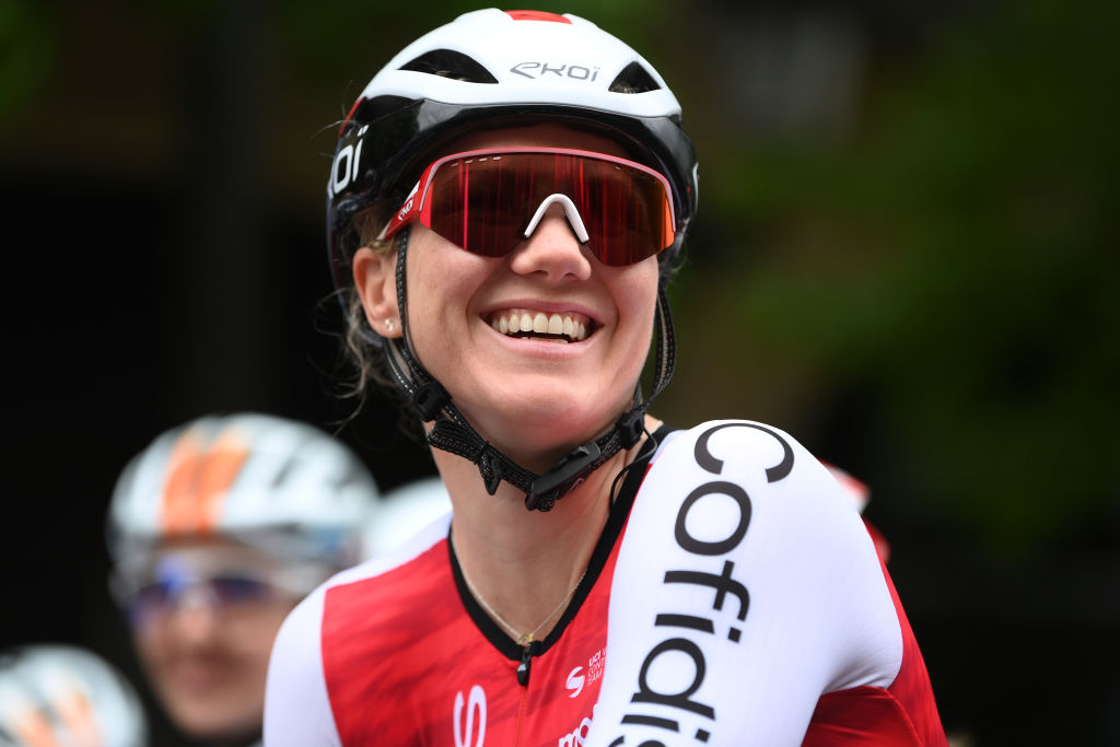 SAN SEBASTIAN SPAIN  MAY 12 Sarah Roy of Australia and Cofidis Women Team prior to the 3rd Itzulia Women 2024 Stage 3 a 1149km stage from San Sebastian to San Sebastian  UCIWWT  on May 12 2024 in San Sebastian Spain Photo by Alex BroadwayGetty Images