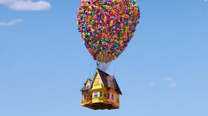 The Up Airbnb being lifted into the air