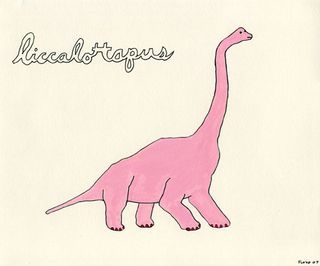 Drawing of a pink dinosaur