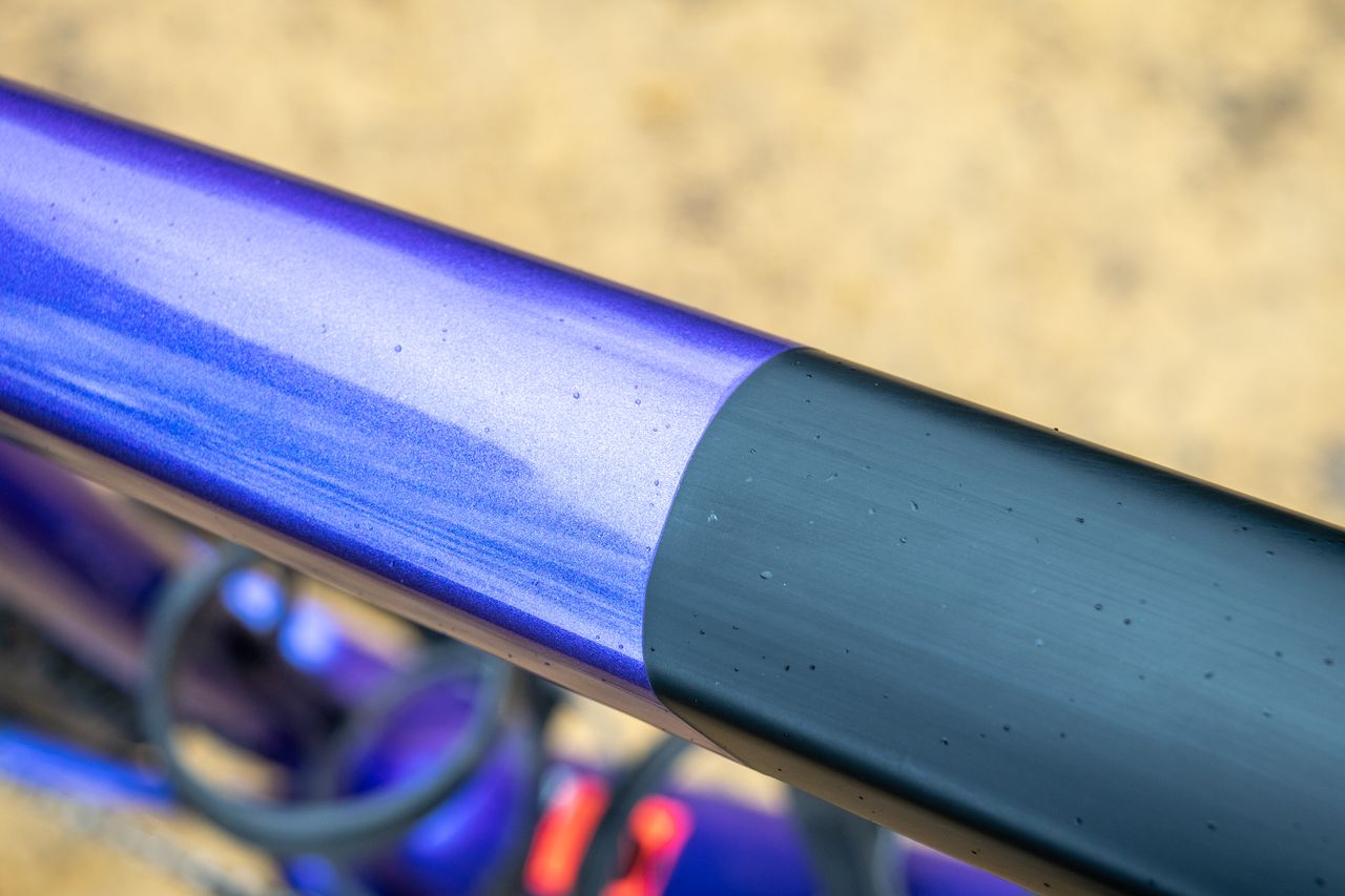 A Canyon Grail CX SLX purple and black top tube