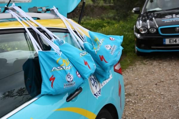 Astana's lunch all ready for the feed zone.