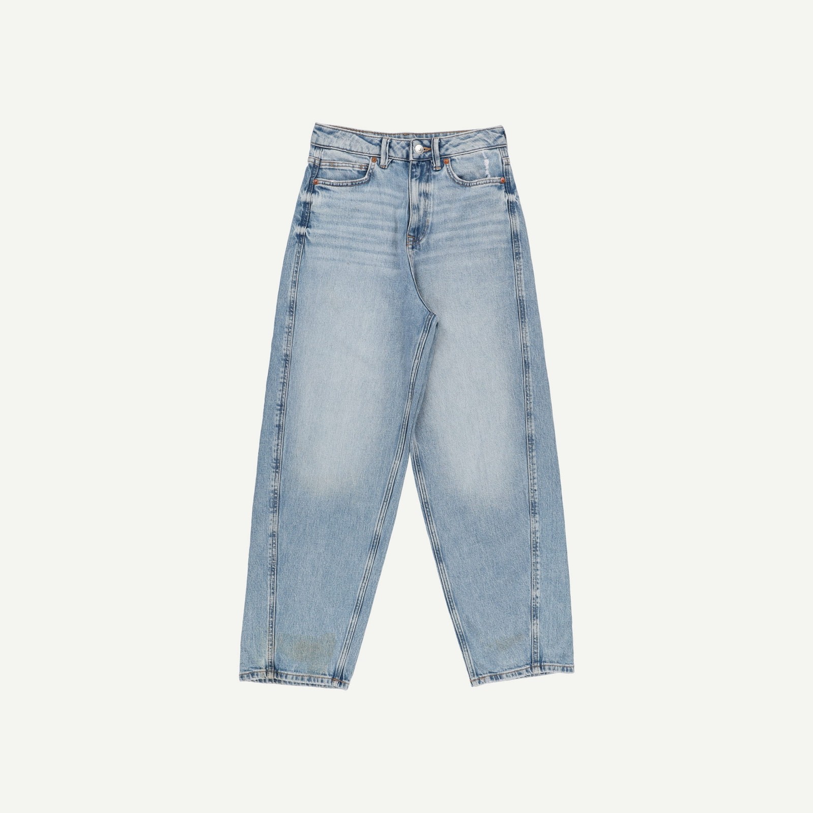 Marks &amp;amp; Spencer Womens Blue Cotton Barrel Women Jeans 8 Long