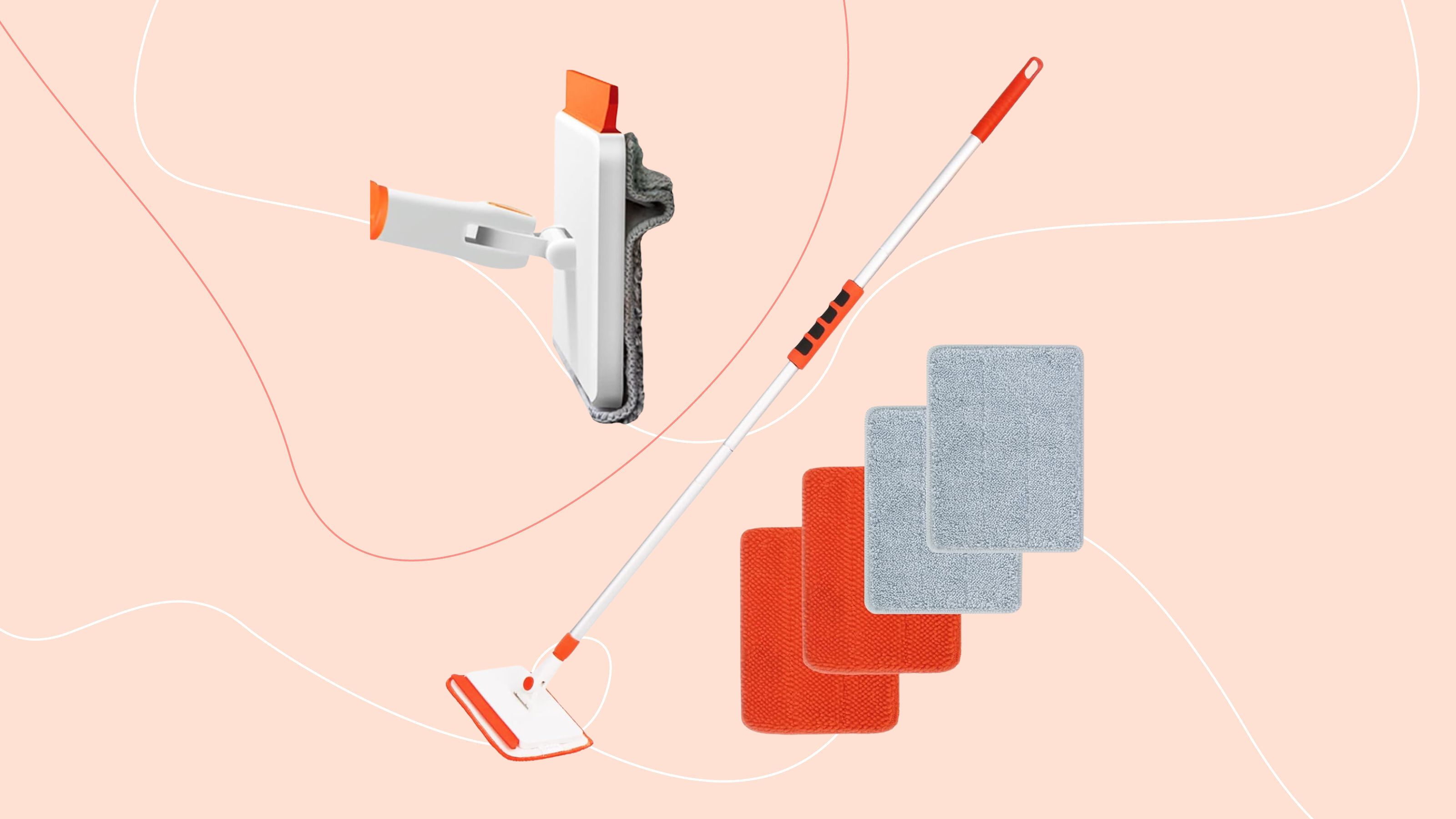 Qaestfy Wall &amp; Skirting Board Cleaner Mop Tool on a pink background