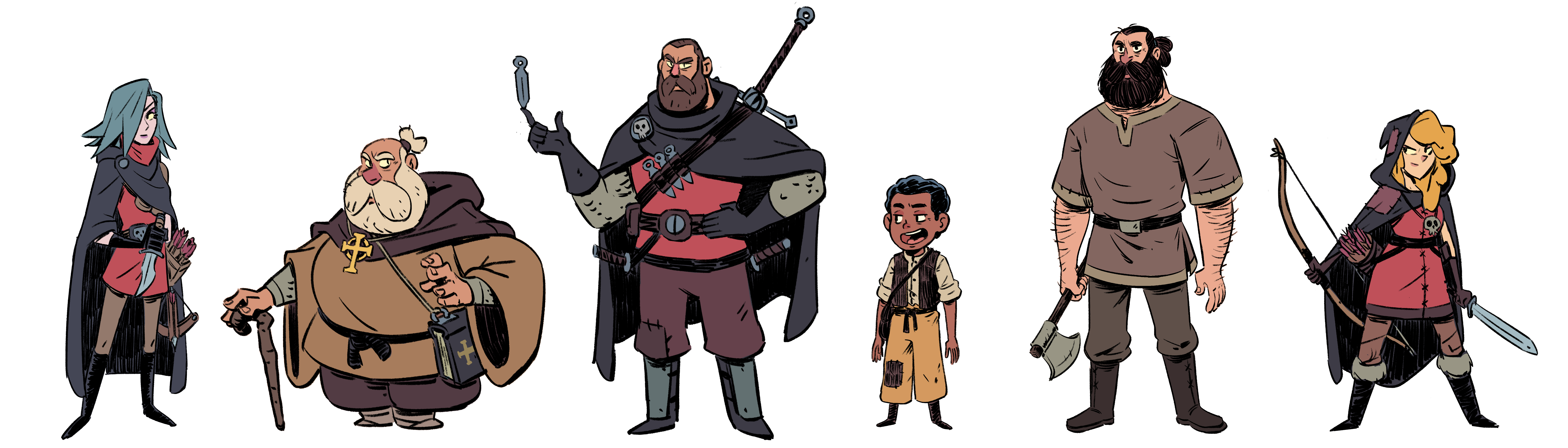 Comic art; characters of different shapes and sizes