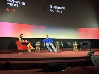 Supacell producer Rapman chats to Anita Rani at a recent Netflix showcase.
