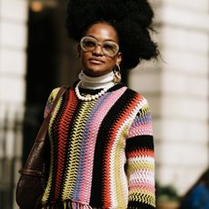 woman wearing striped shirt