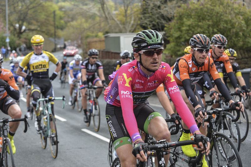 Perrig Qu&eacute;m&eacute;neur (Europcar) in the KOM jersey he would lose at the end of the race