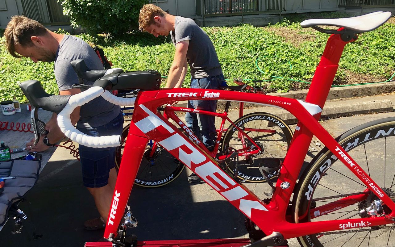 The latest Trek Madone Disc was first seen at the Criterium du Dauphine last year