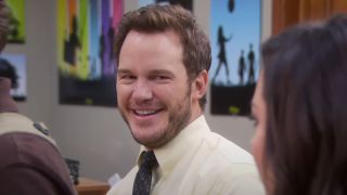 A screenshot of Chris Pratt smiling in Parks and Recreation.