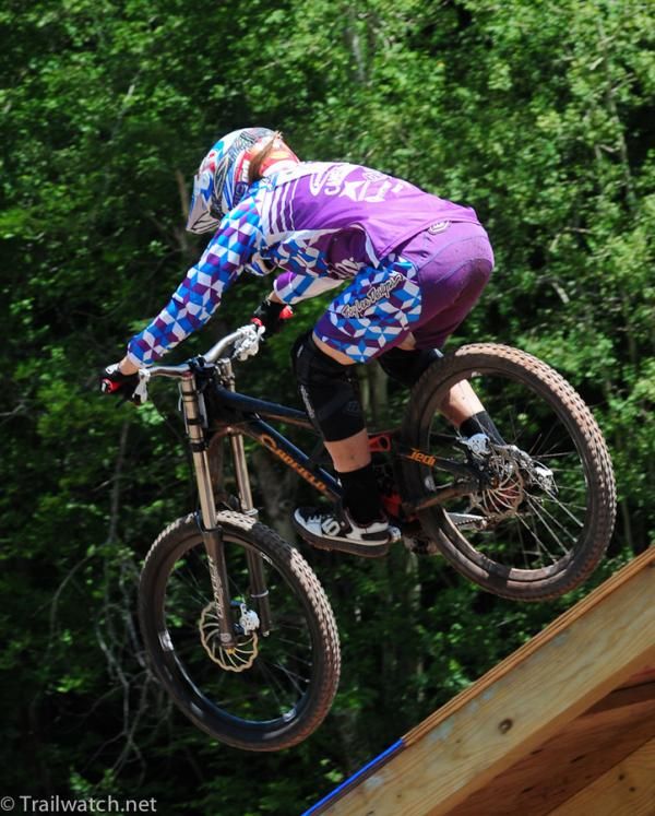 Landing the final jump before the finish