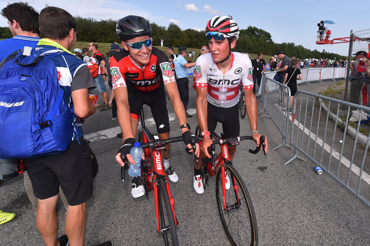 Swiss teammates Michael Schar and Silvan Dillier (BMC)