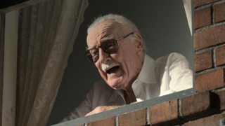 Stan Lee talking out a window in Spider-Man: Homecoming