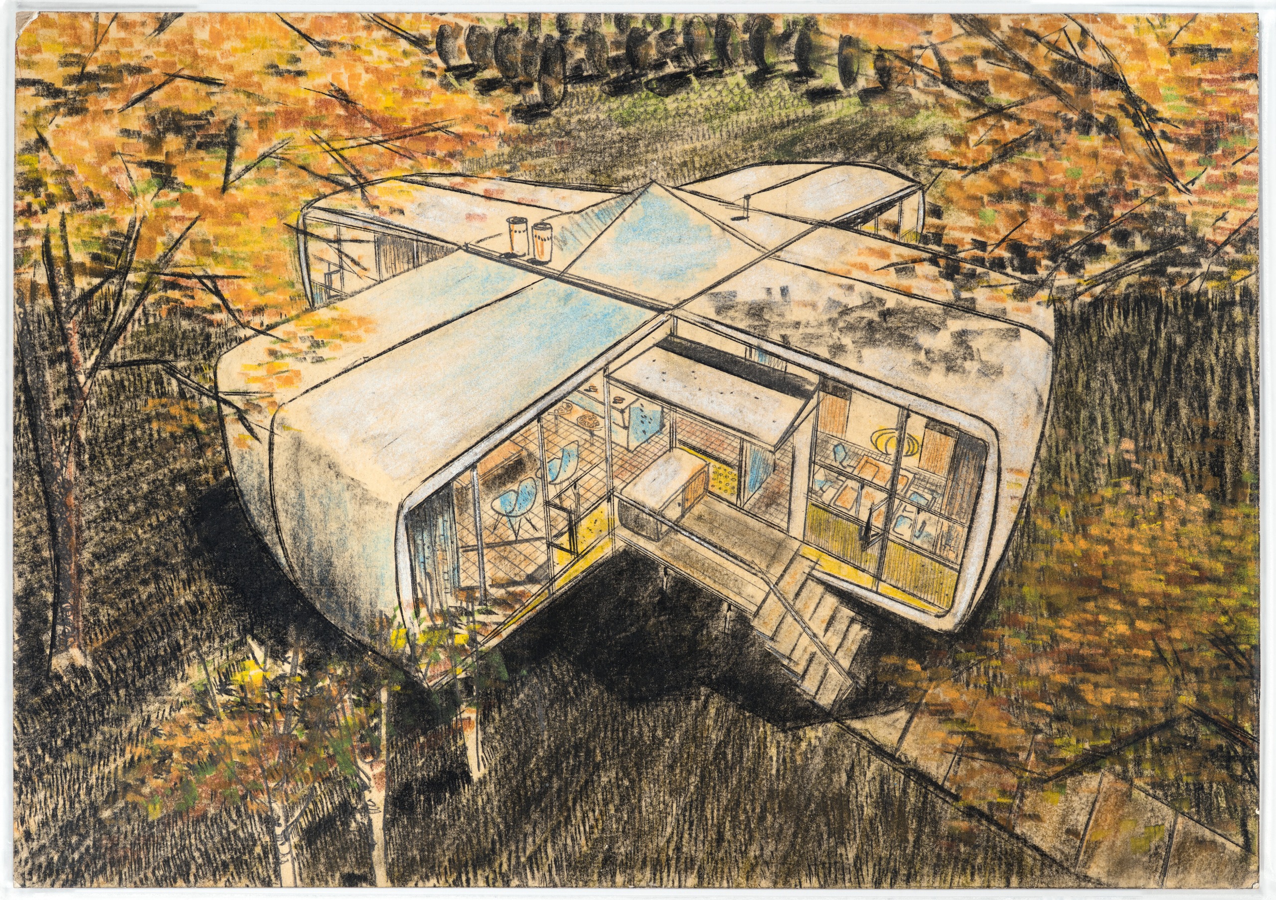 Kyu Lee of Hamilton &amp;amp; Goody Architects, Monsanto House of the Future, (presentation rendering), 1956