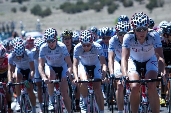 Competitive Cyclist keeps control of the front.