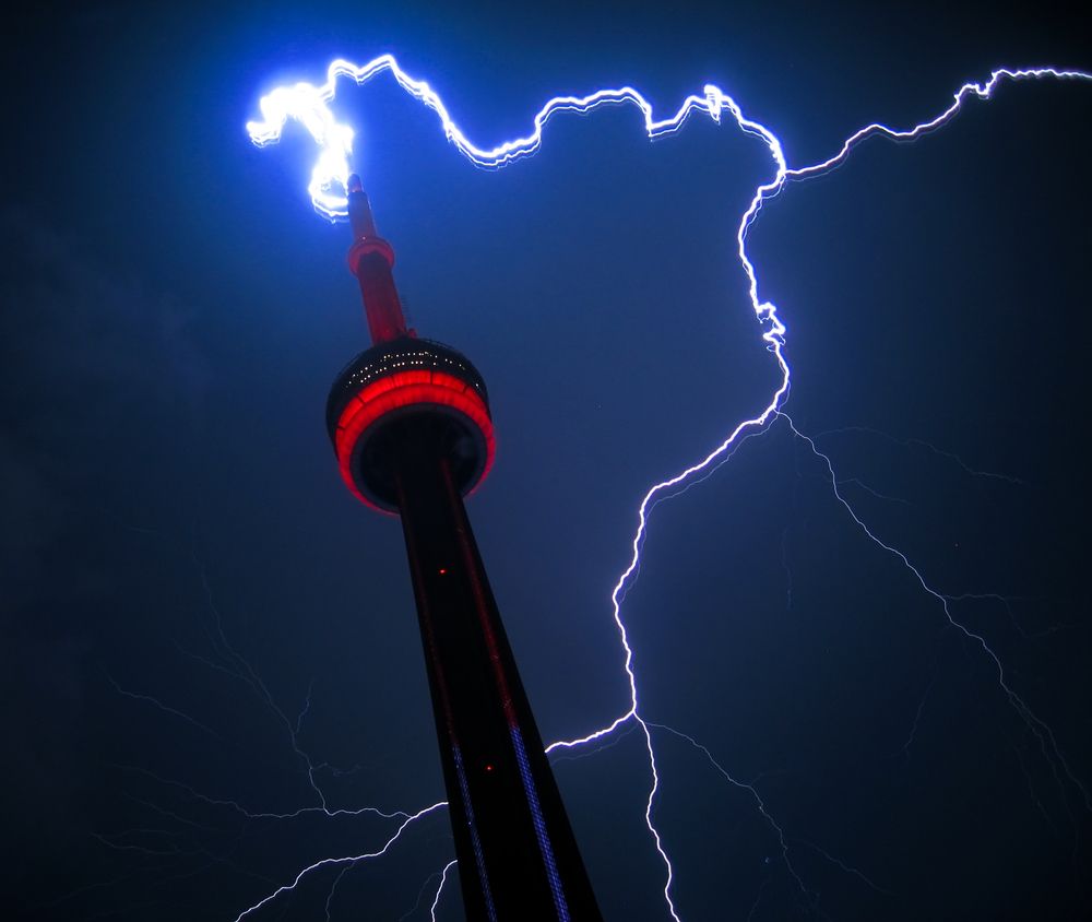 Lightning strikes the CN Tower