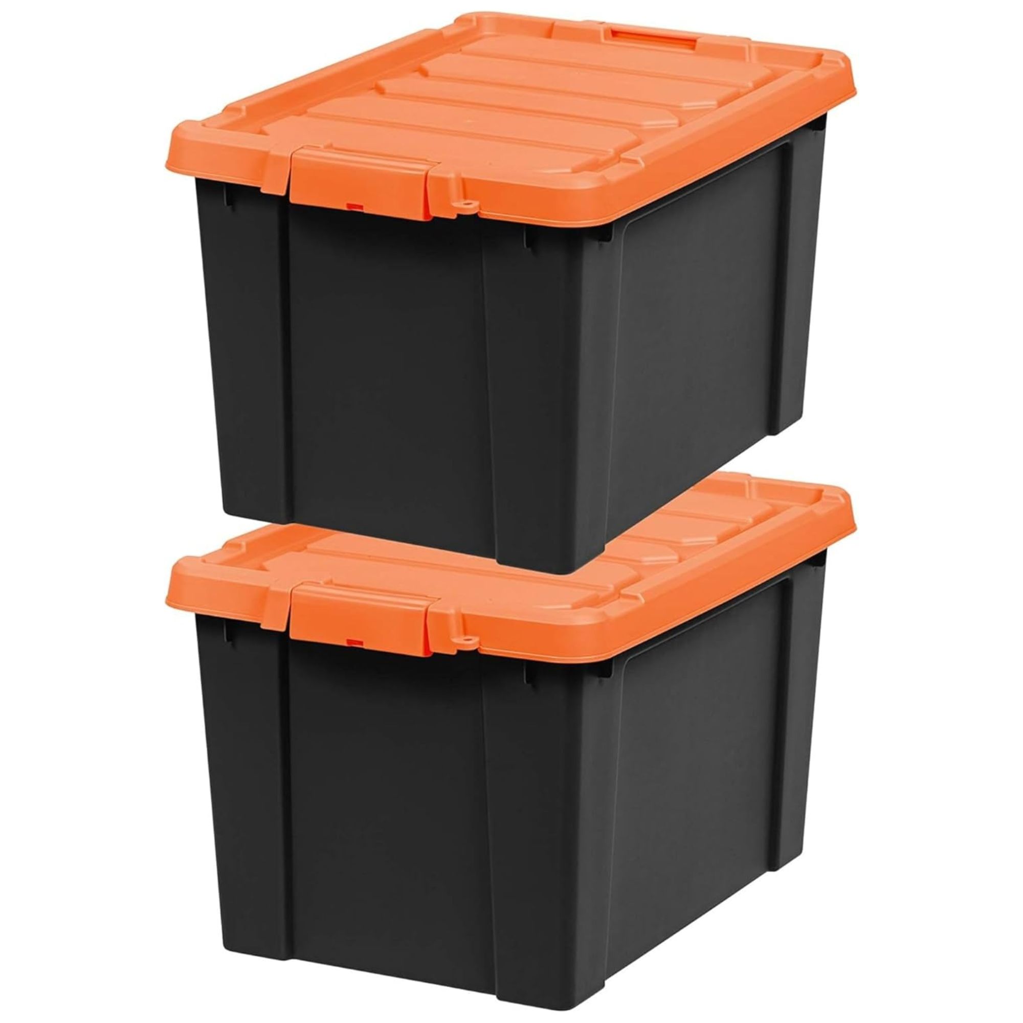 Orange and black storage boxes