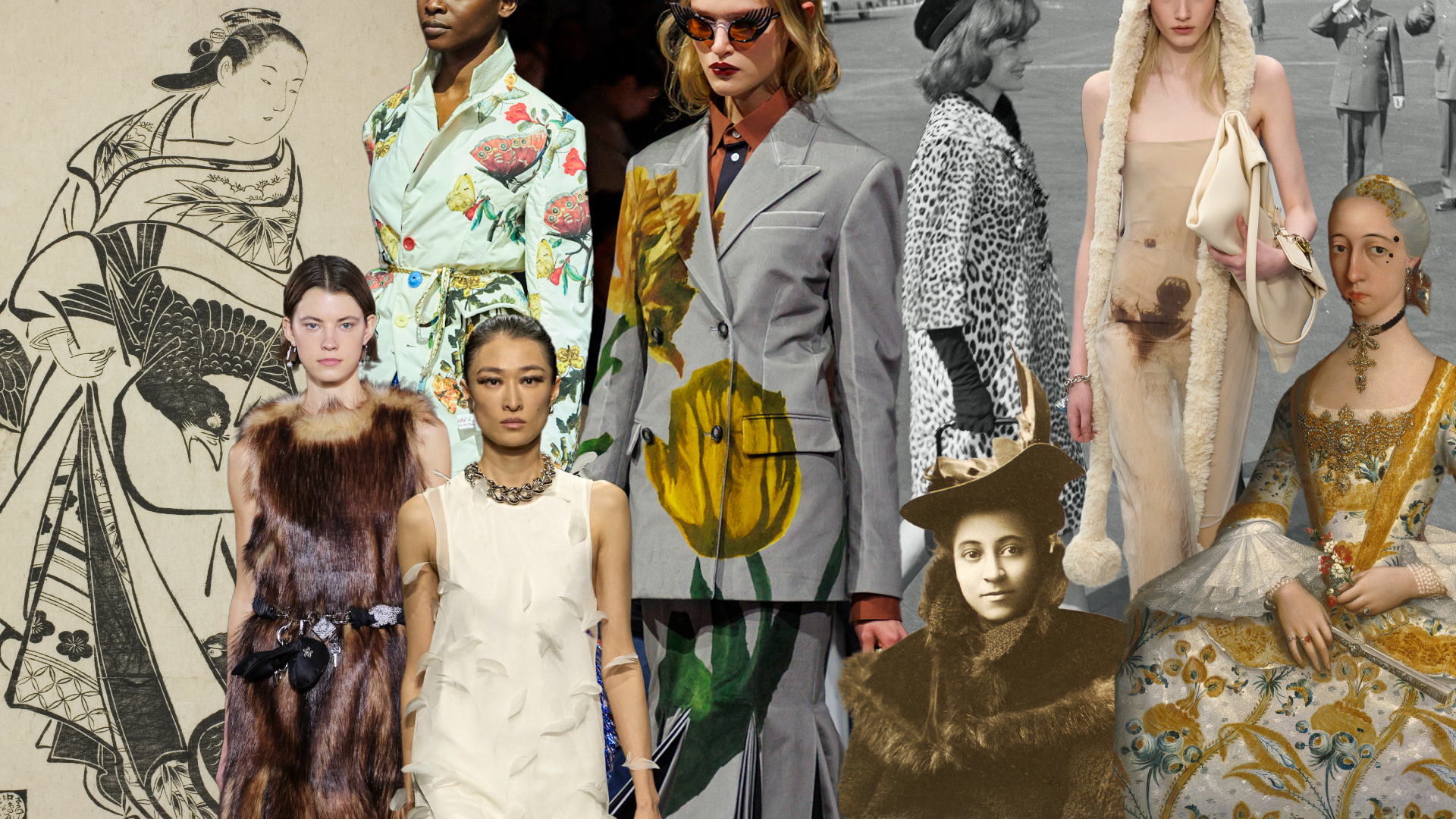 a collage of fashion inspired by nature from history