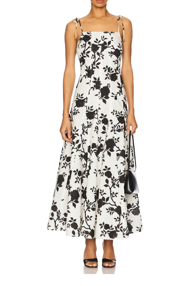 Floral Print Linen Maxi Dress