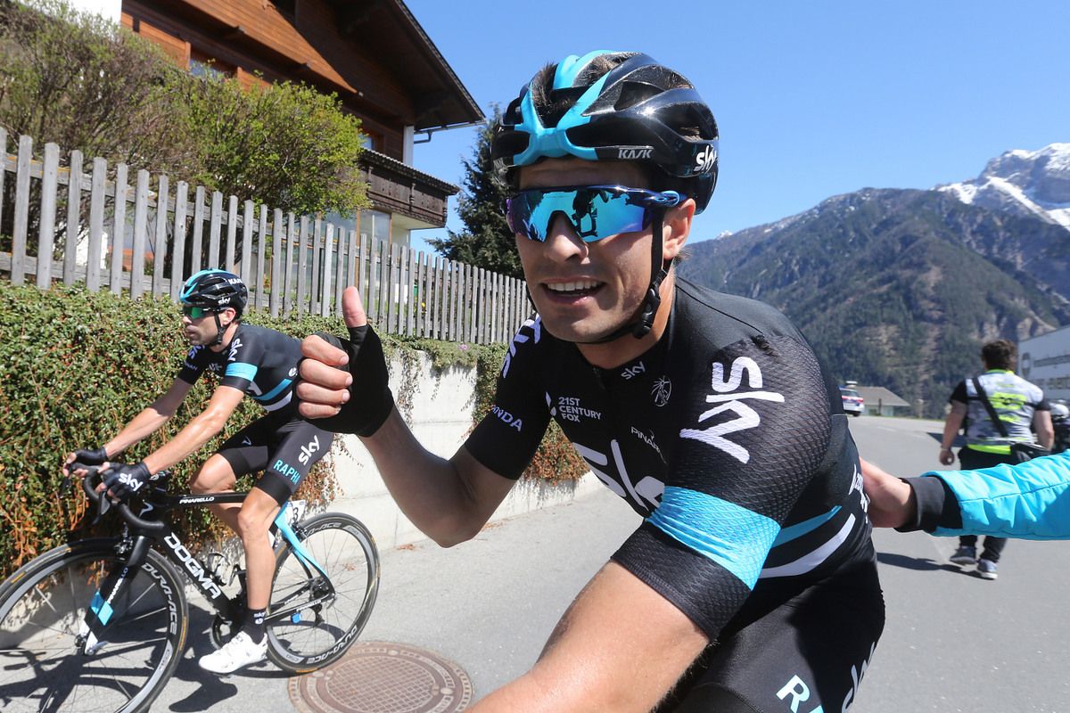 Thumbs up from stage winner and new race leader, Mikel Landa (Sky)