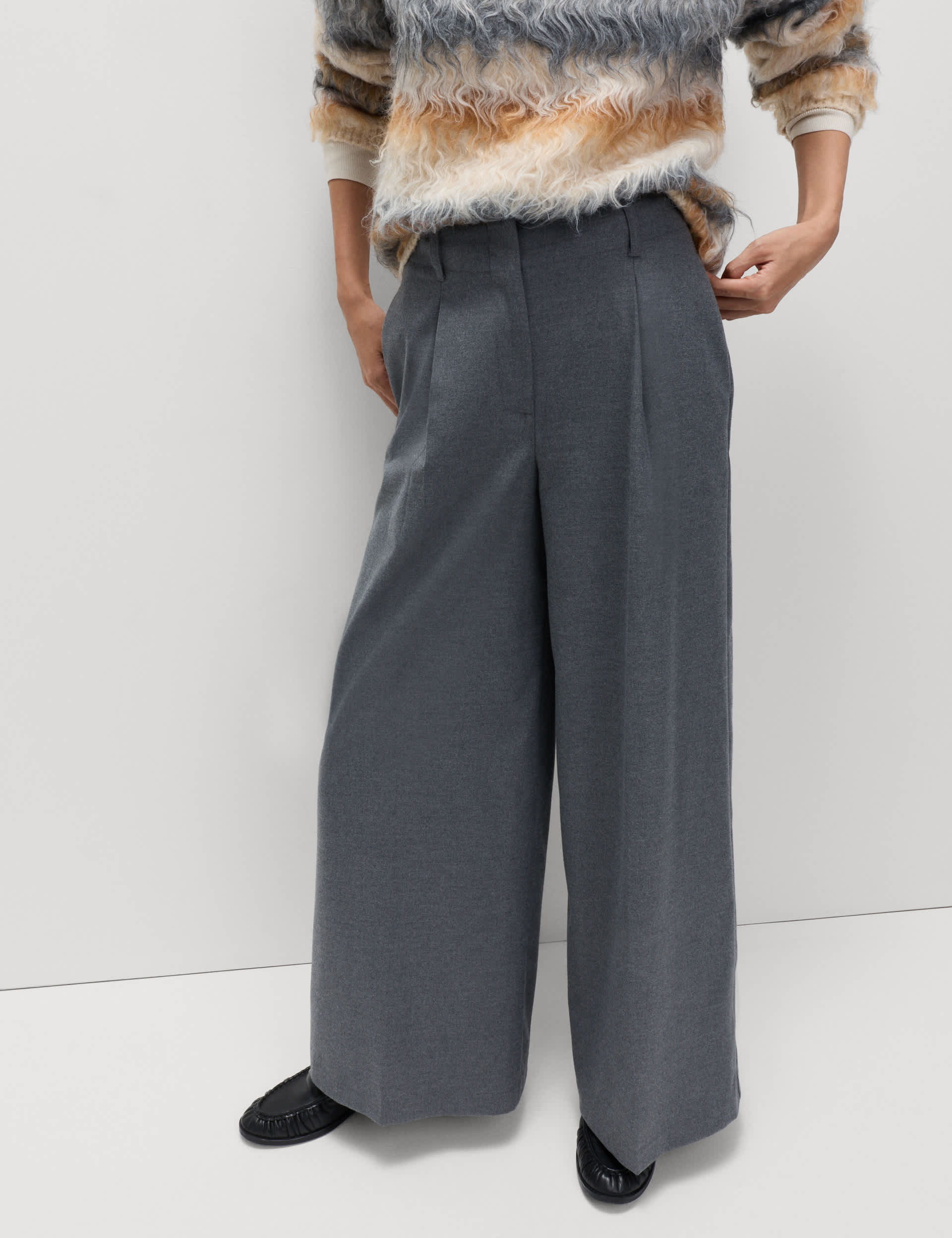 Flannel Wide Leg Trousers