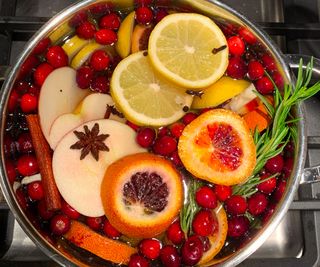 rosemary and fruit in festive stovetop simmer