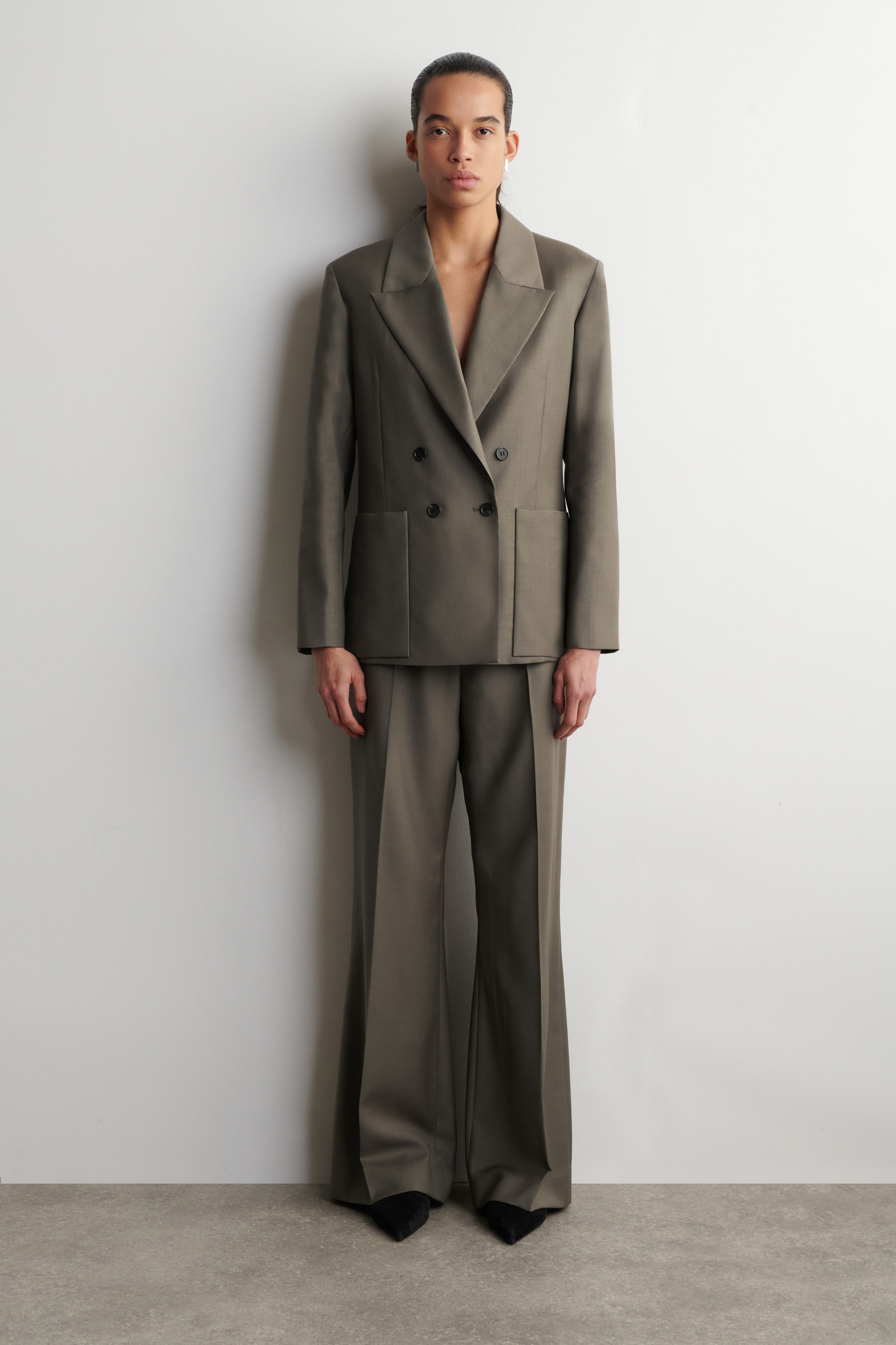 Tailored Wool-Twill Bootcut Trousers